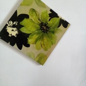 Floral Canvas Wall Art in Green and Black